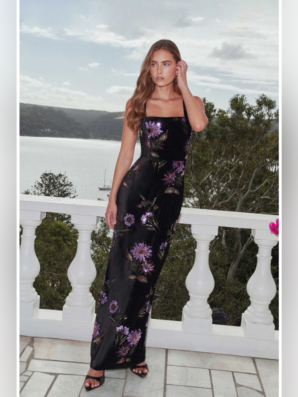 Elliatt Clio Embellished Velvet Sheath Gown